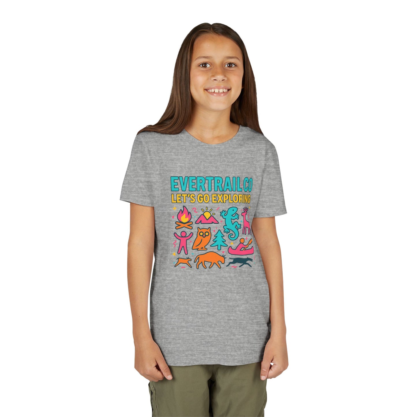 “Let’s Go Exploring” Retro Kids Adventure Shirt – 90s Nature Icons Tee by EverTrail Co.