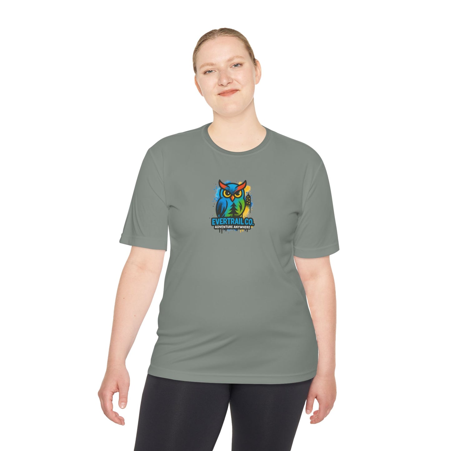 Colorful Urban Owl Unisex Moisture Wicking Tee for Active Lifestyles, Sports, Summer, Nature Lovers, Gift Idea