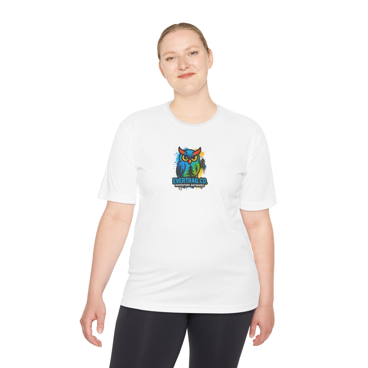 Colorful Urban Owl Unisex Moisture Wicking Tee for Active Lifestyles, Sports, Summer, Nature Lovers, Gift Idea