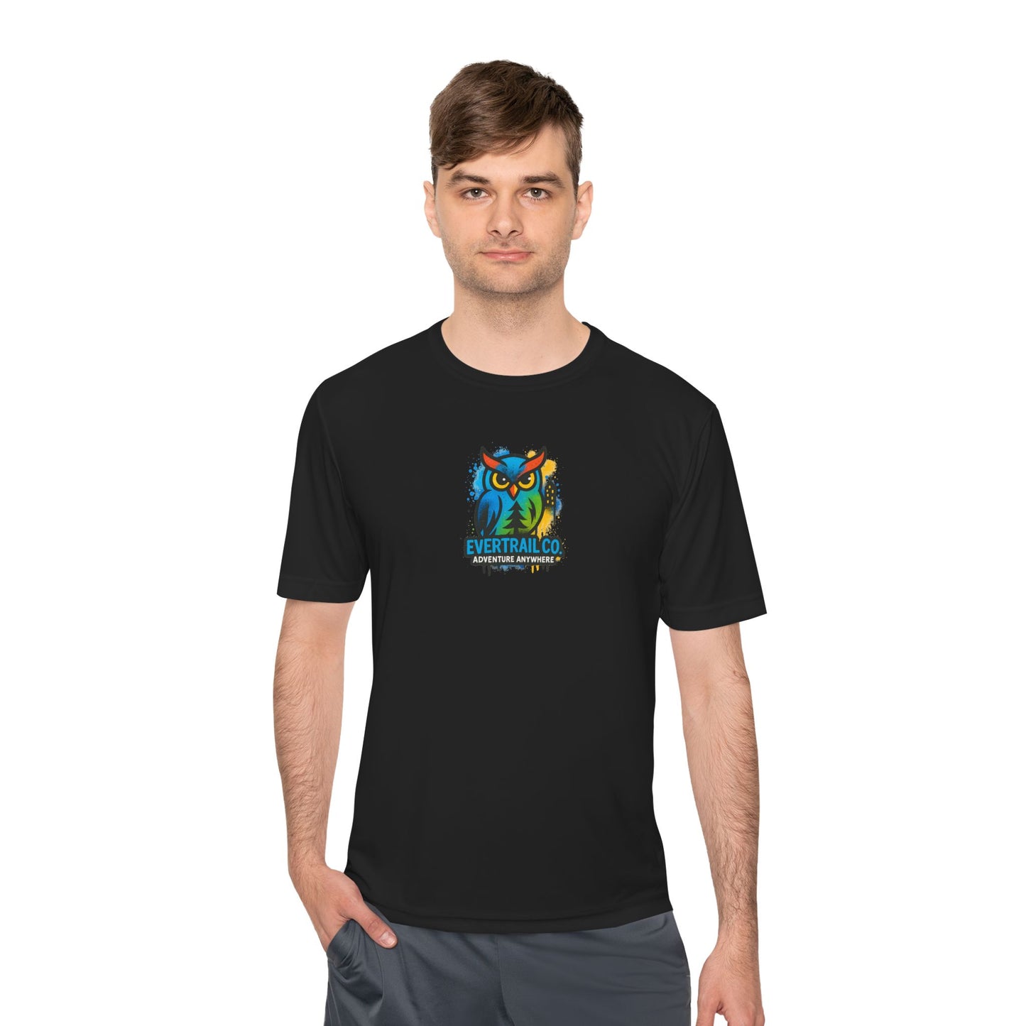 Colorful Urban Owl Unisex Moisture Wicking Tee for Active Lifestyles, Sports, Summer, Nature Lovers, Gift Idea