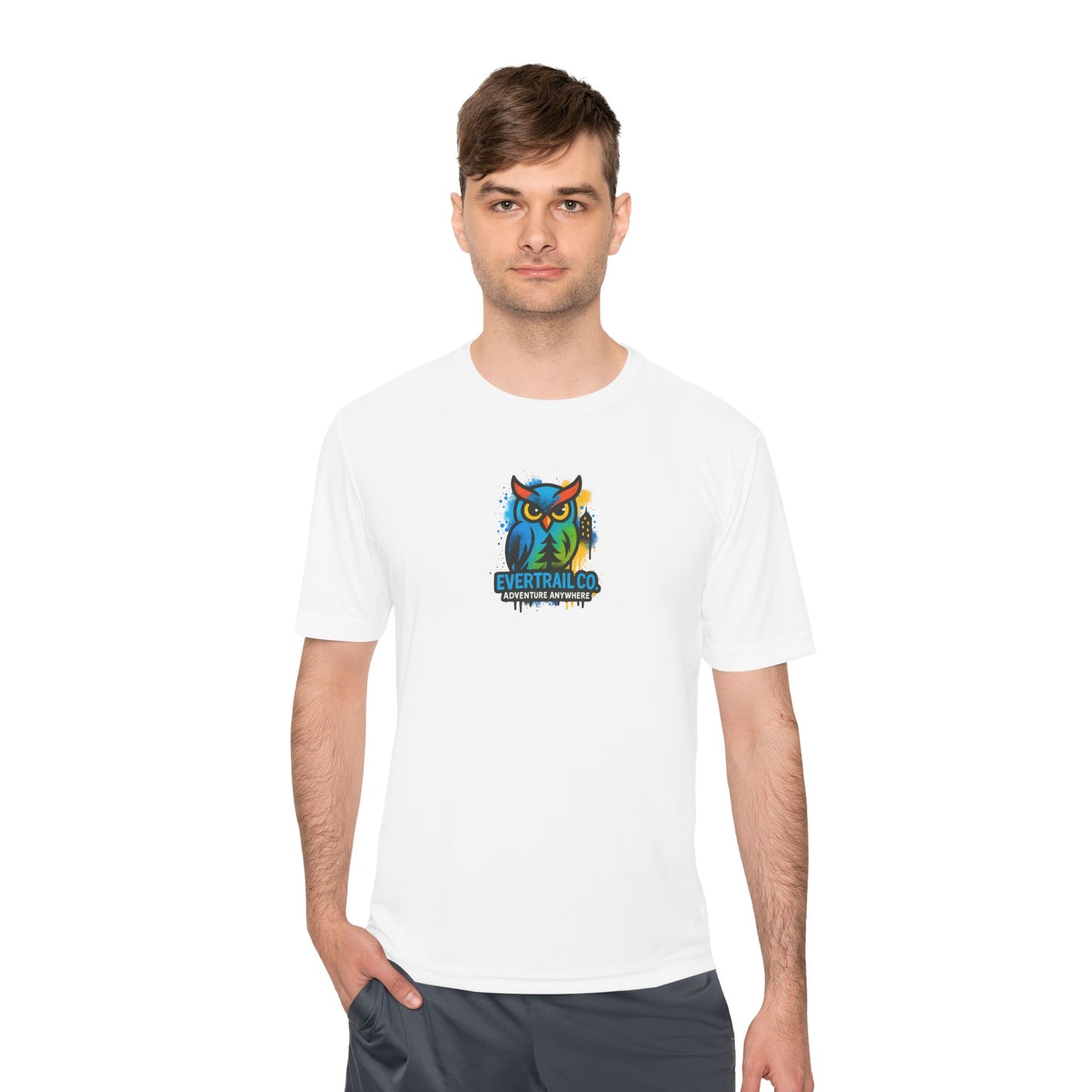 Colorful Urban Owl Unisex Moisture Wicking Tee for Active Lifestyles, Sports, Summer, Nature Lovers, Gift Idea