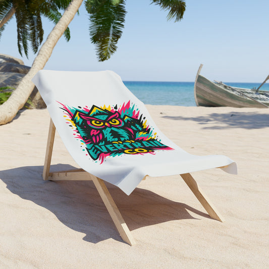 Vibrant Owl Beach Towel, Colorful Towel for Summer, Pool Party Accessory, Gift for Campers, Fun Beach Gear, Beach Day Essential