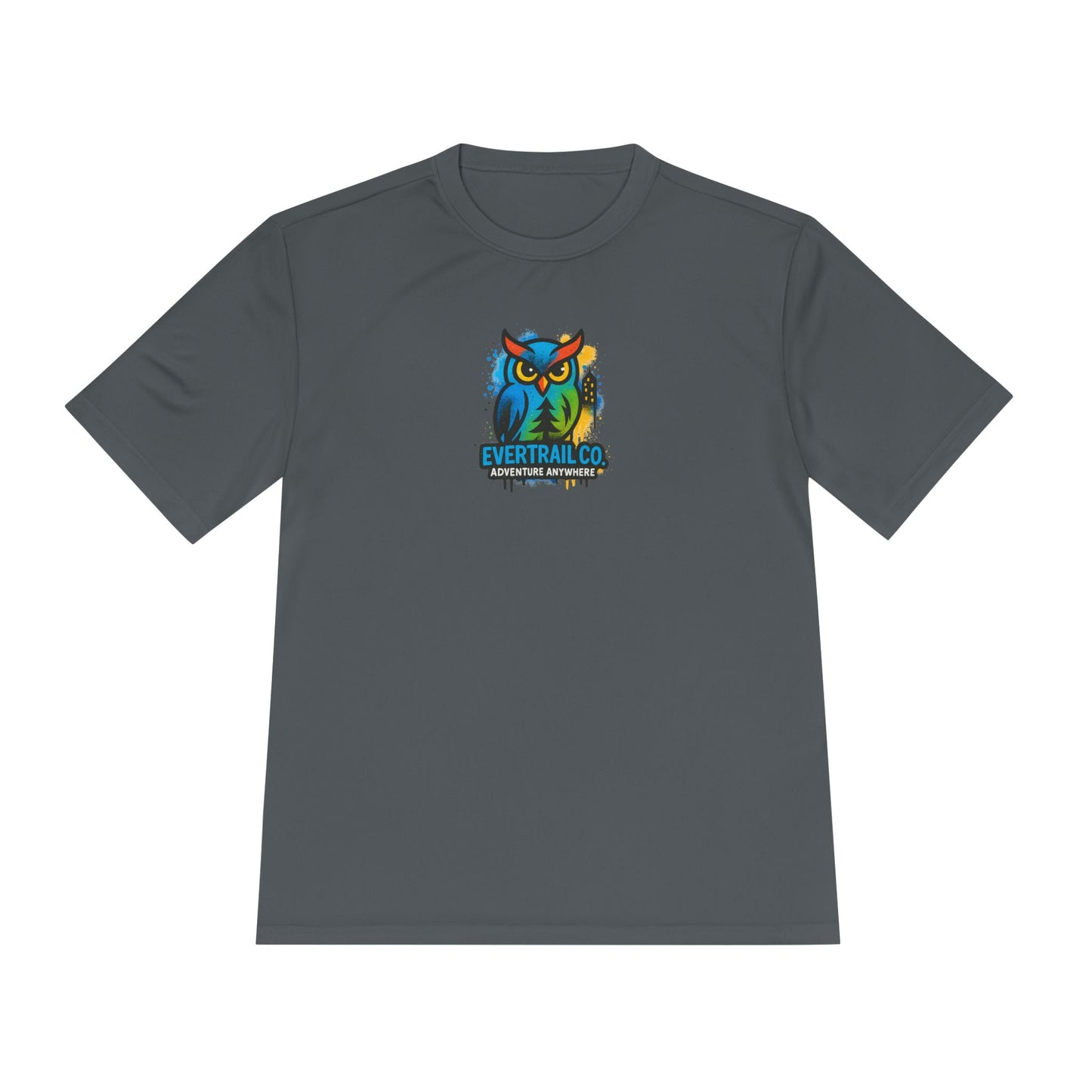 Colorful Urban Owl Unisex Moisture Wicking Tee for Active Lifestyles, Sports, Summer, Nature Lovers, Gift Idea