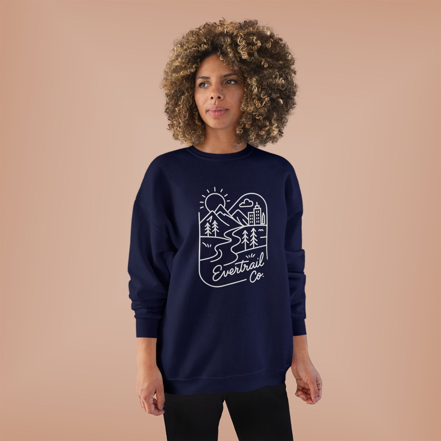Women's Eco-Friendly Adventure Sweatshirt, Cozy Unisex Crewneck for Nature Lovers, Perfect for Camping, Hiking, Everyday Comfort