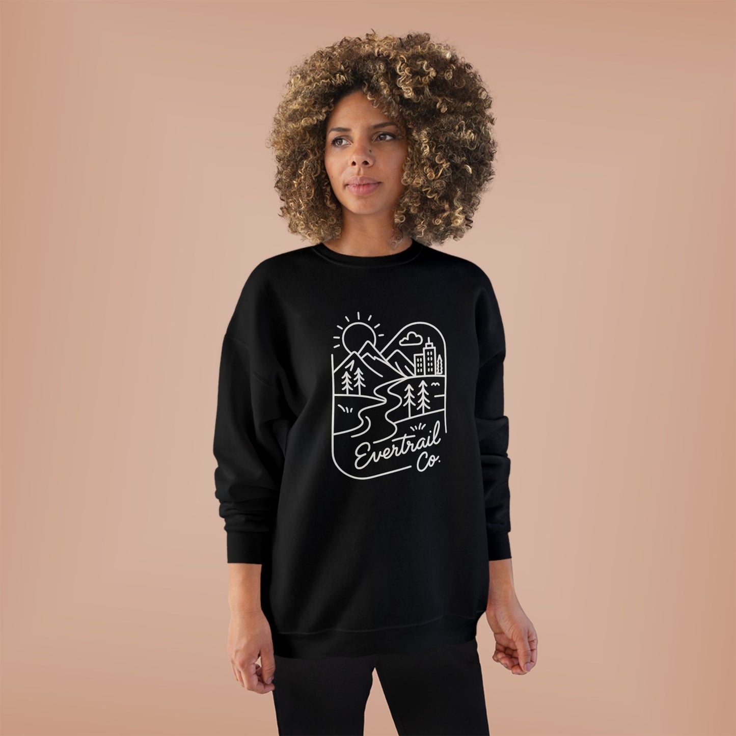 Women's Eco-Friendly Adventure Sweatshirt, Cozy Unisex Crewneck for Nature Lovers, Perfect for Camping, Hiking, Everyday Comfort