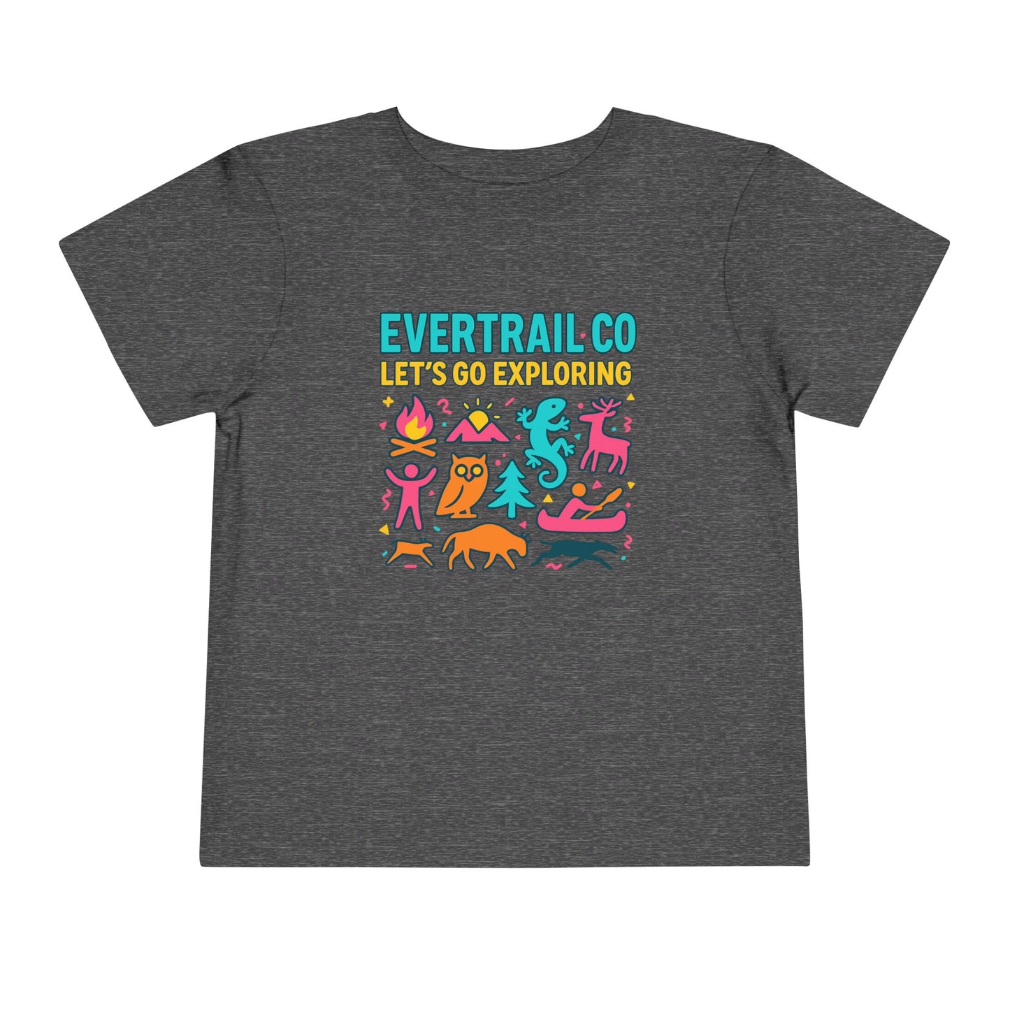 “Let’s Go Exploring” Retro Toddlers Adventure Shirt – 90s Nature Icons Tee by EverTrail Co.