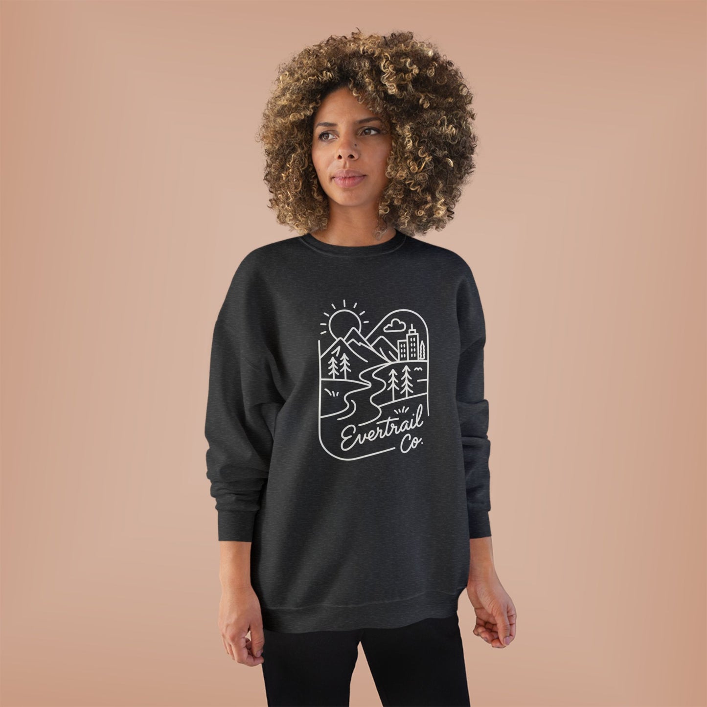 Women's Eco-Friendly Adventure Sweatshirt, Cozy Unisex Crewneck for Nature Lovers, Perfect for Camping, Hiking, Everyday Comfort
