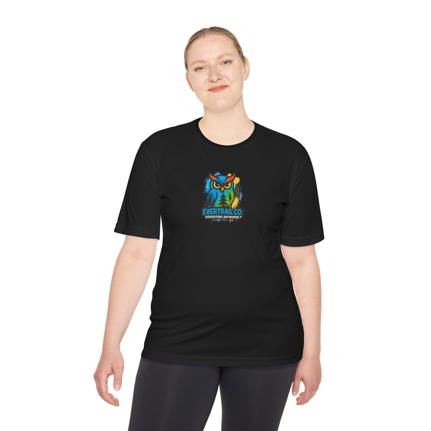 Colorful Urban Owl Unisex Moisture Wicking Tee for Active Lifestyles, Sports, Summer, Nature Lovers, Gift Idea